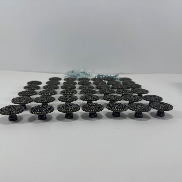 Lot 41 Antique Bronze Cabinet Knobs Flower Handle Dresser Farmhouse Countrycore - Picture 6 of 7